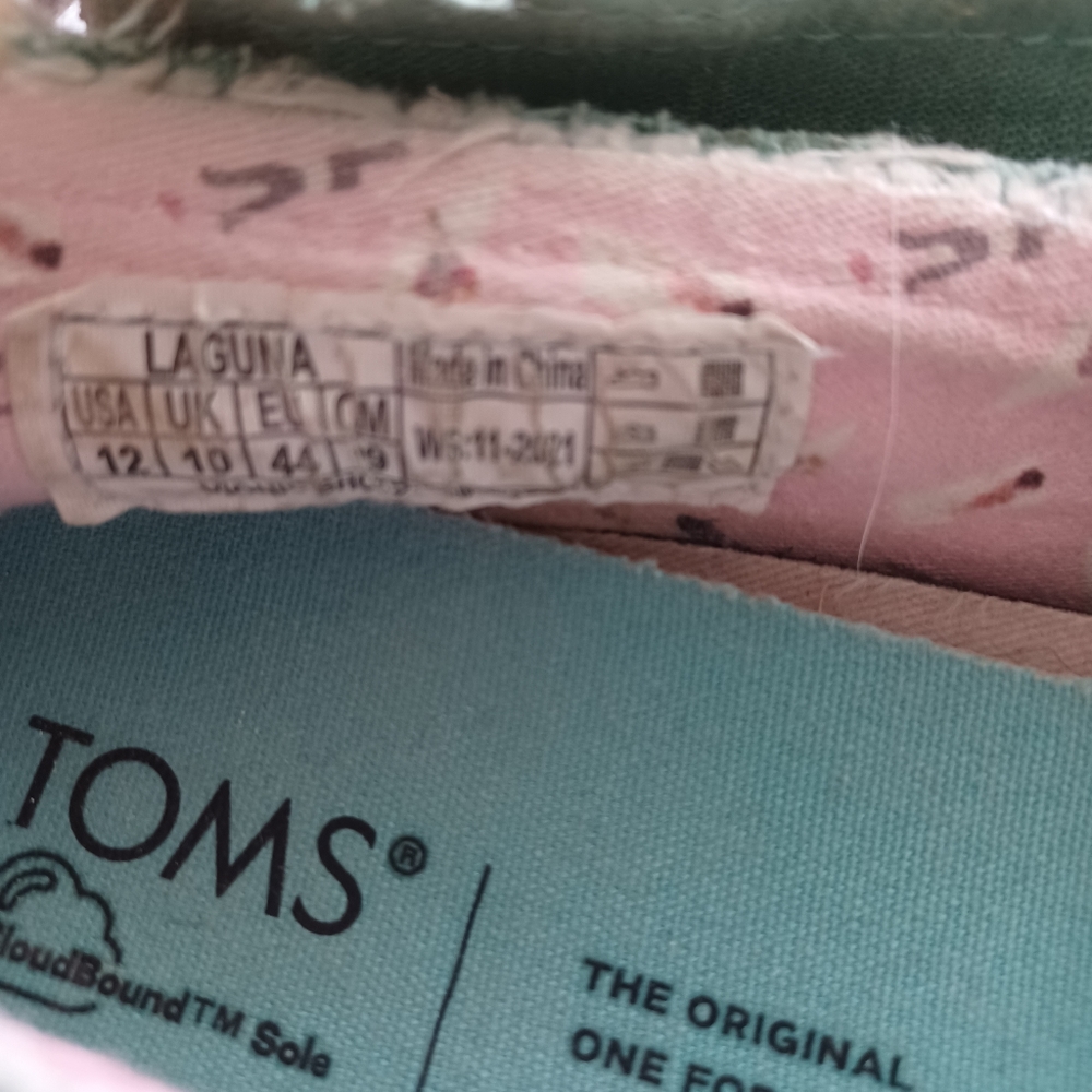 Tom's vionic slip on flats women's size 12 laguna green canvas cloud bound sole - Picture 4 of 6